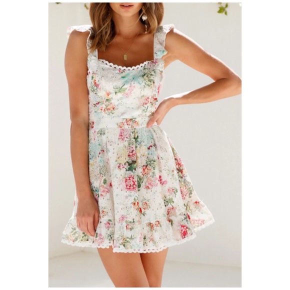 CLEARANCE Garden Party Ruffle Floral Print Mini Dress - Picture 4 of 6